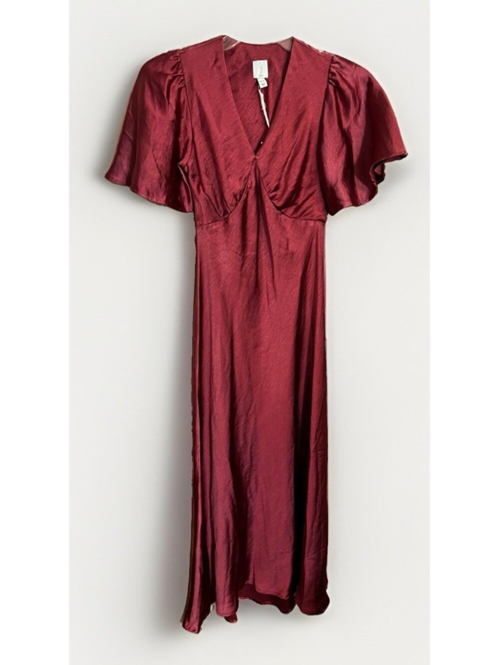 Joie Rose Pink Satin Midi Dress NWT Women’s Size XS Flutter Sleeve Babydoll. Cc